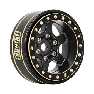 INJORA 1.0 Plus 6-Spoke Brass Beadlock Wheels 42g/pcs offset -3.75mm for 1/18 1/24 RC Crawler (4) (W1102)