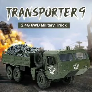 JJRC Q75 1:16 6WD RC Military Transport Truck — Triple Diffs, LED (RTR)