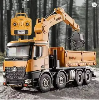 Huina 1538 RC Dump Truck 1:14 26CH Alloy Remote Control Grabing Wood Crane Construction Engineering Vehicle Model