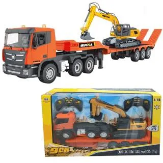 HUINA 1319 1:24 Scale 9CH RC Tractor Truck with Flatbed Trailer & Excavator