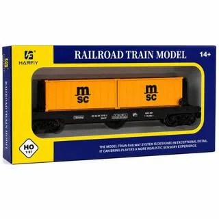 HANFIY 94244 HO 1:87 MSC Orange Container Freight Wagon Model Train Car