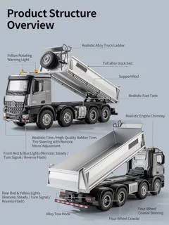 HUINA 1536PRO 1:14 PROFESSIONAL RC ALLOY DUMP TRUCK WITH 13 FUNCTIONS