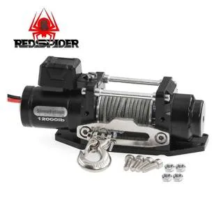 RED Spider RC Electric Winch with Wireless Remote for 1/8, 1/10 & 1/12 Scale Crawlers — With T-Plug and Remote
